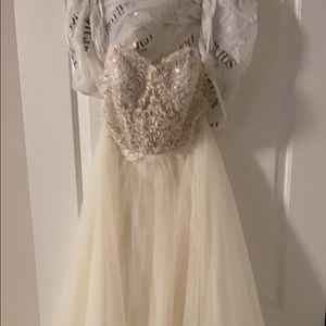 Wedding dress, veil, and belt